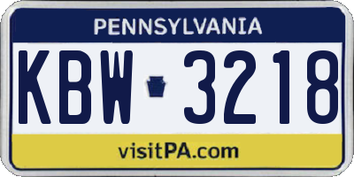 PA license plate KBW3218
