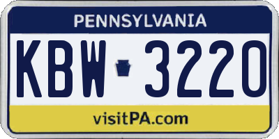 PA license plate KBW3220