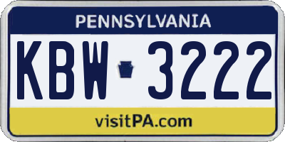PA license plate KBW3222