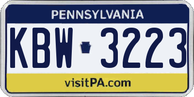 PA license plate KBW3223