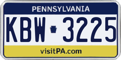 PA license plate KBW3225