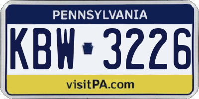 PA license plate KBW3226