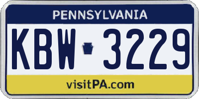 PA license plate KBW3229