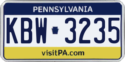 PA license plate KBW3235