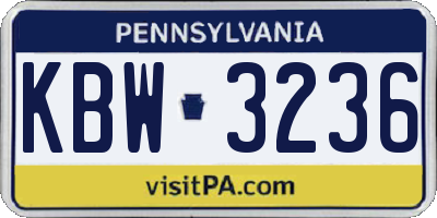 PA license plate KBW3236