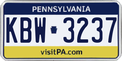PA license plate KBW3237
