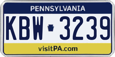 PA license plate KBW3239