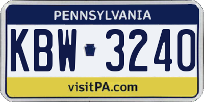 PA license plate KBW3240