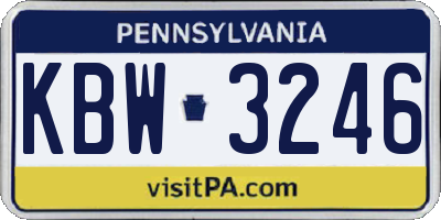PA license plate KBW3246
