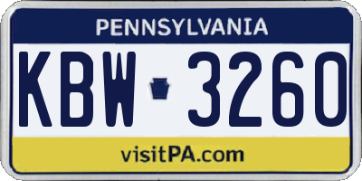 PA license plate KBW3260