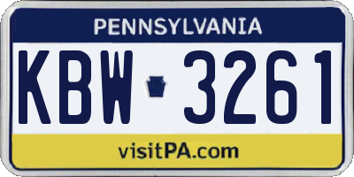 PA license plate KBW3261