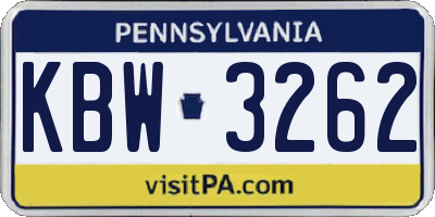 PA license plate KBW3262