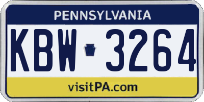 PA license plate KBW3264