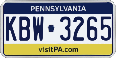 PA license plate KBW3265