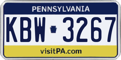 PA license plate KBW3267