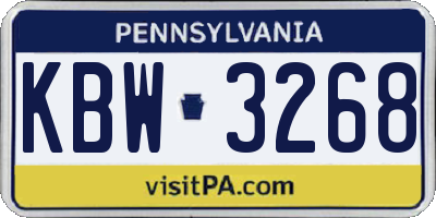 PA license plate KBW3268