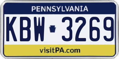 PA license plate KBW3269