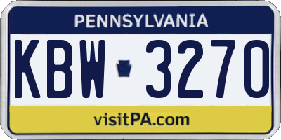PA license plate KBW3270