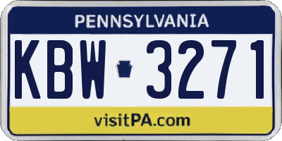 PA license plate KBW3271