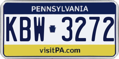 PA license plate KBW3272
