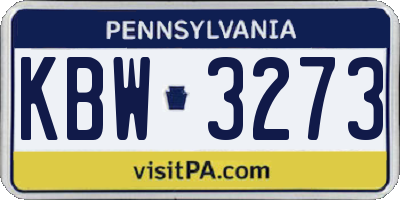 PA license plate KBW3273