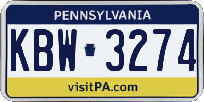 PA license plate KBW3274