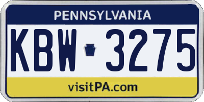 PA license plate KBW3275