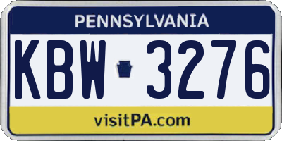 PA license plate KBW3276