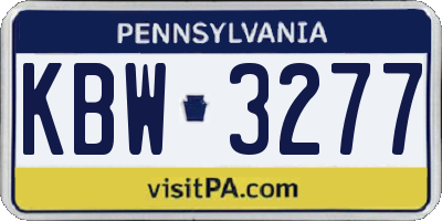 PA license plate KBW3277