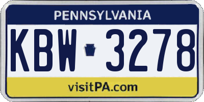 PA license plate KBW3278