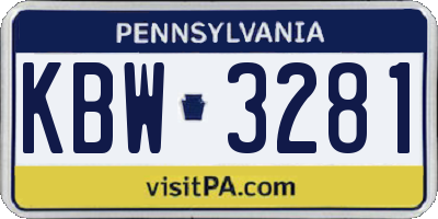 PA license plate KBW3281