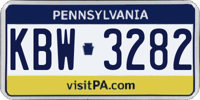 PA license plate KBW3282