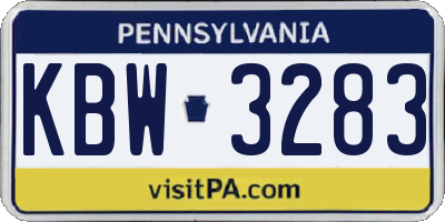 PA license plate KBW3283
