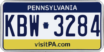 PA license plate KBW3284