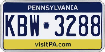 PA license plate KBW3288