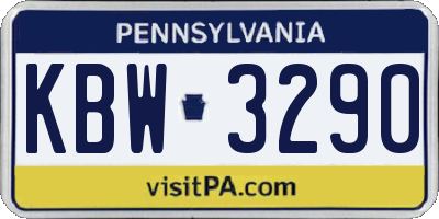 PA license plate KBW3290