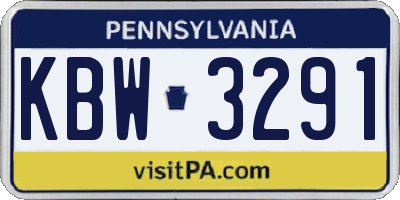 PA license plate KBW3291