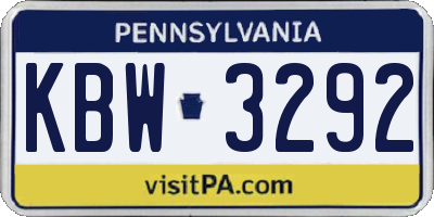 PA license plate KBW3292