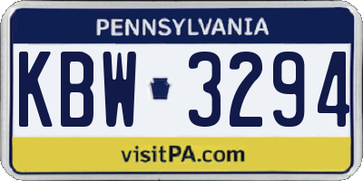PA license plate KBW3294