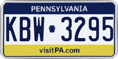 PA license plate KBW3295