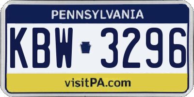 PA license plate KBW3296