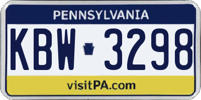 PA license plate KBW3298