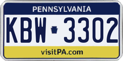 PA license plate KBW3302