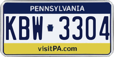 PA license plate KBW3304