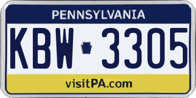 PA license plate KBW3305