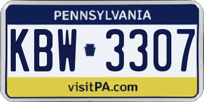 PA license plate KBW3307
