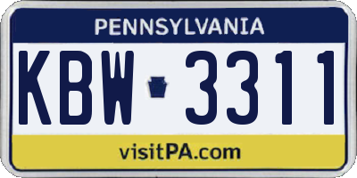 PA license plate KBW3311