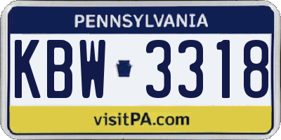 PA license plate KBW3318
