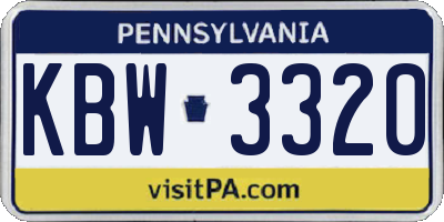 PA license plate KBW3320