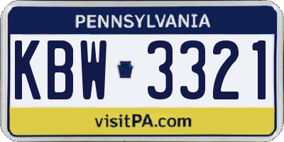 PA license plate KBW3321